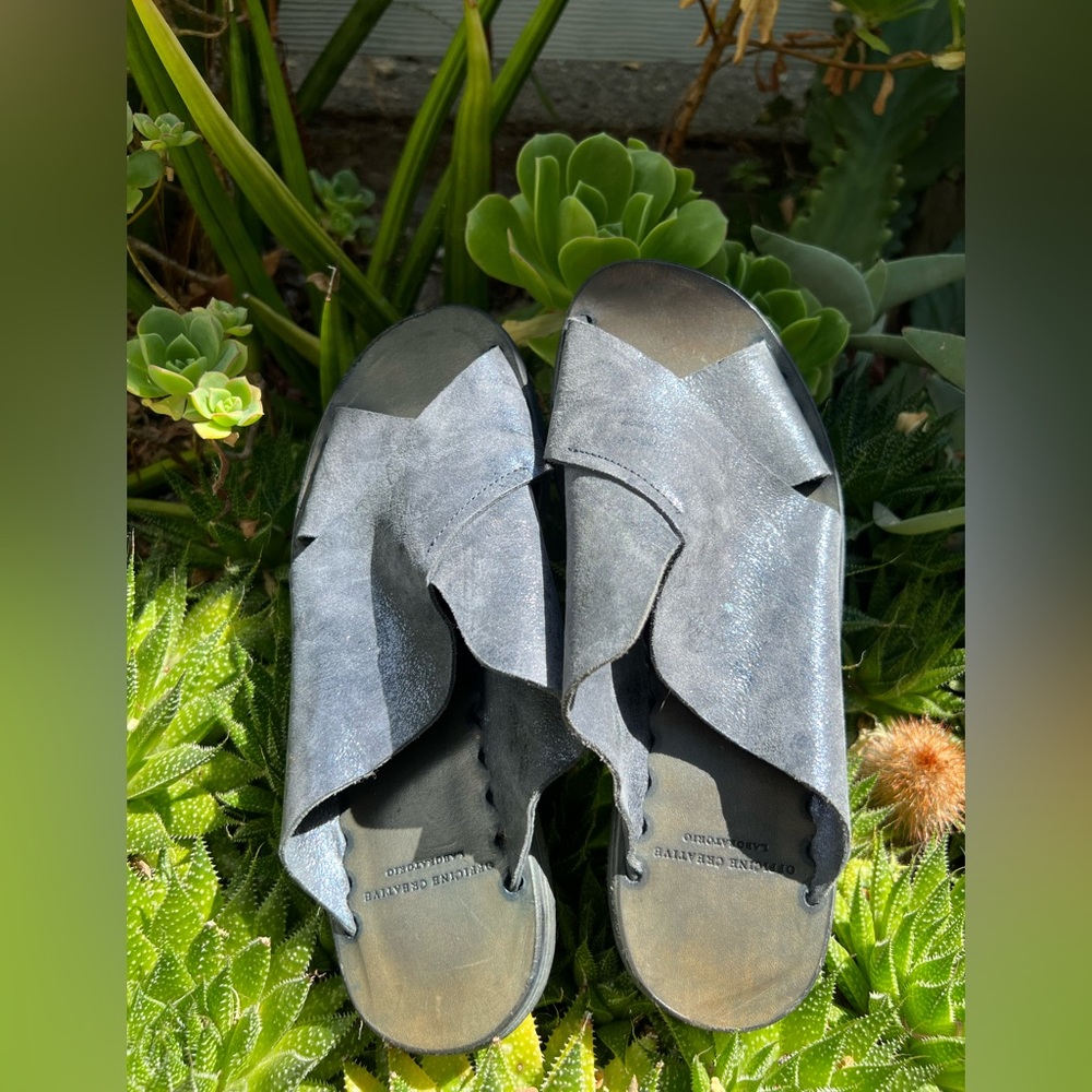 Officine Official Italian Leather Criss Cross Slide Sandals 37 - Picture 7 of 11